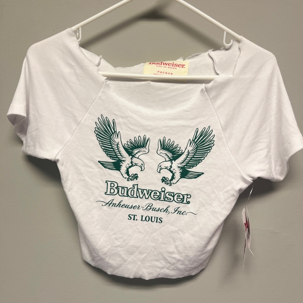 PacSun White Budweiser Crop Top
